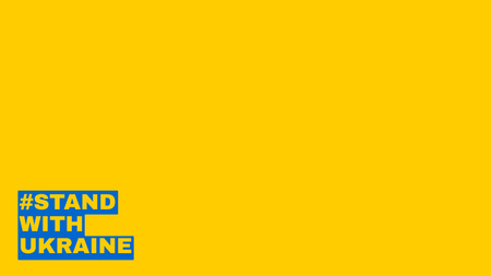 Designvorlage standing with ukraine phrase in den nationalflaggenfarben für Title 1680x945px
