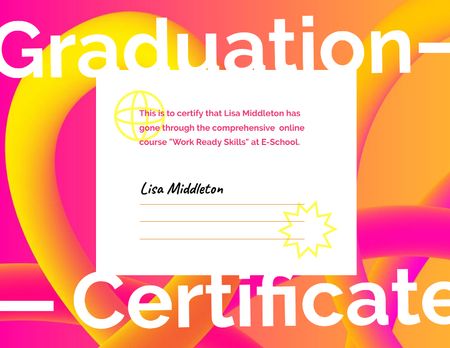 Bright Educational Course Completion Award Certificate Πρότυπο σχεδίασης