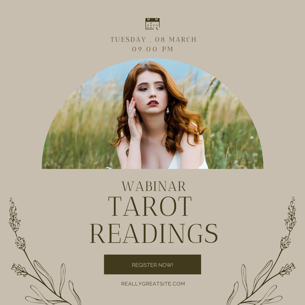 Tarot Reading Webinar with Attractive Woman Instagram Tasarım Şablonu