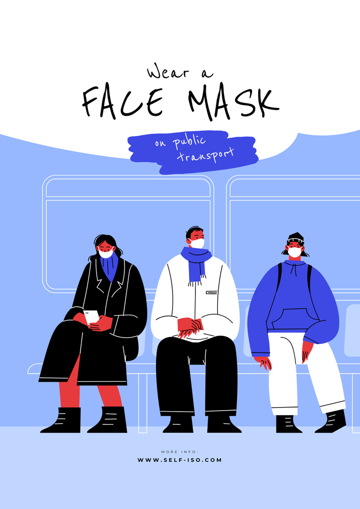 Appeal To Wear Masks in Public Transport Poster – шаблон для дизайна