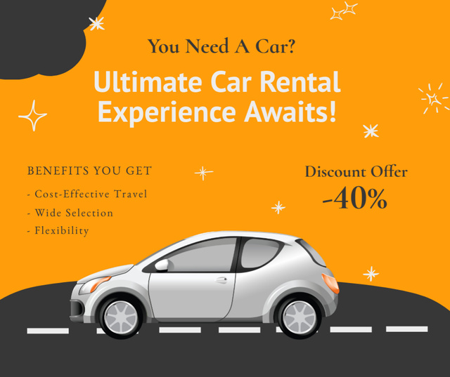 Template di design Best Car Rental Services Special Offer With Discount Facebook