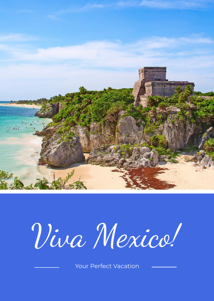 Unforgettable Memories on Mexico Vacation Tour Postcard 5x7in Vertical Design Template