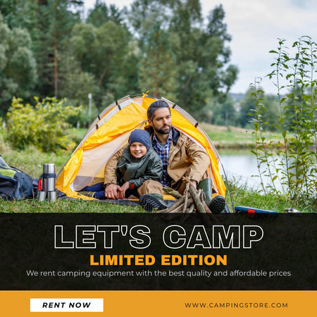 Dad with Son in Lake Camping Instagram AD Design Template