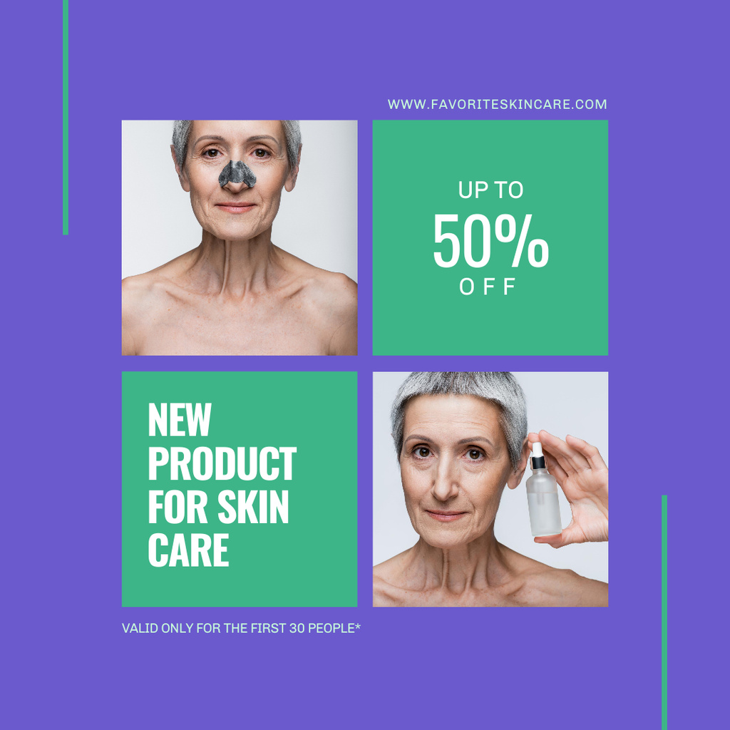 Age-Friendly Skincare Product Sale Offer Instagram tervezősablon
