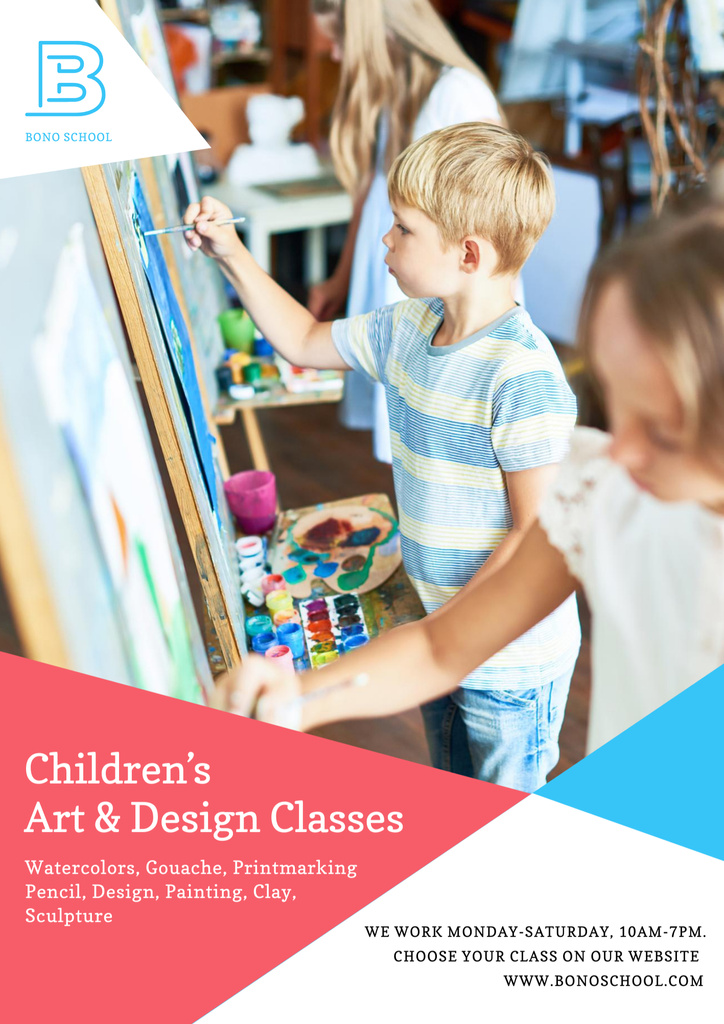 Designvorlage Lovely Art & Design Trainings for Children für Poster B2