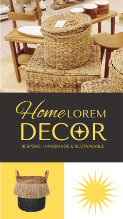 Home Decor Offer with Straw Baskets Instagram Video Story Design Template