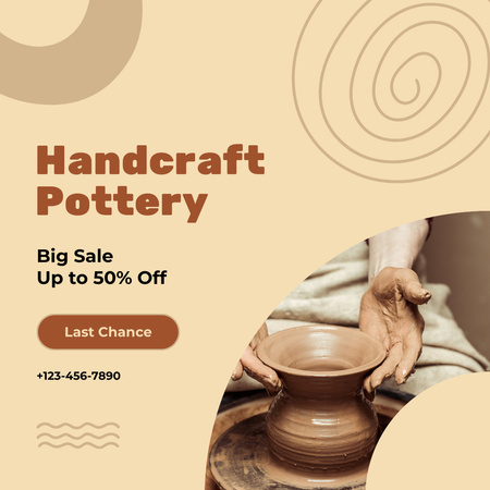 Handmade Pottery for Sale Instagram Design Template