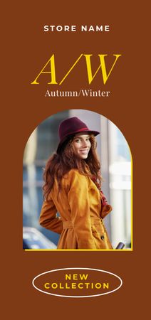 Stylish woman in winter clothes Flyer DIN Large Design Template