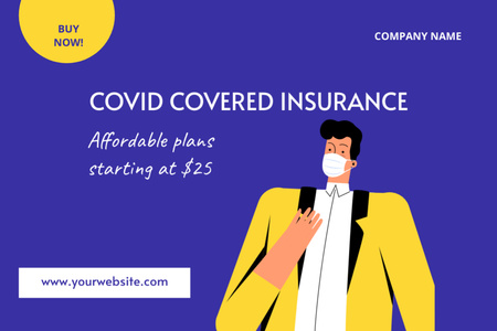 Extensive Covid Insurance Plan Offer Flyer 4x6in Horizontal Design Template