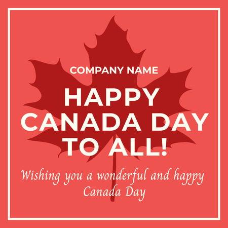 Canada Day Greetings And Wishes With Maple Leaf Instagram Design Template