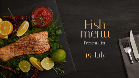 Seafood Offer raw Salmon piece FB event cover Design Template