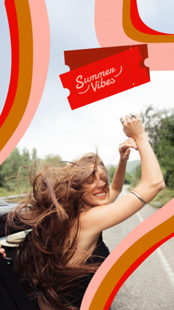 Summer Inspiration with Happy Girl in Car Instagram Story Modelo de Design