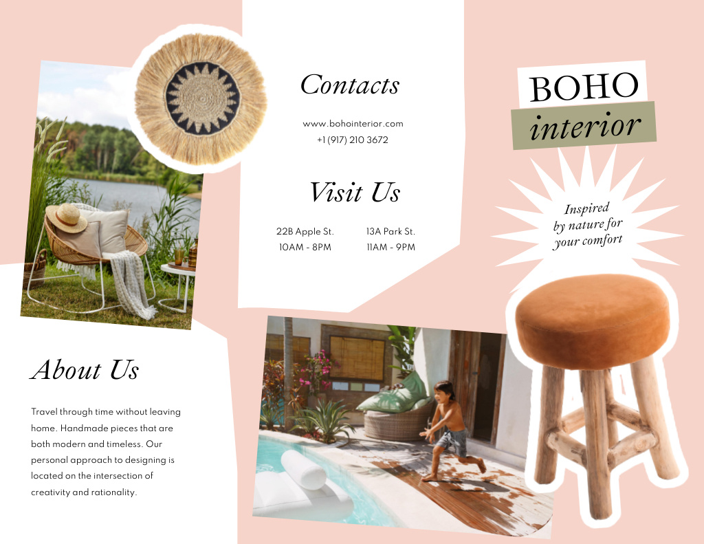 Home Interior in Boho Style Brochure 8.5x11in – шаблон для дизайну
