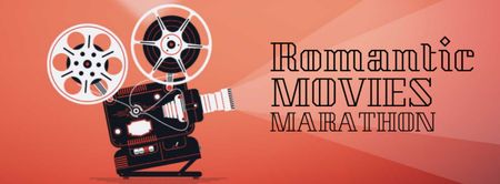 Film projector with Valentine's Day Movie Facebook Video cover Πρότυπο σχεδίασης