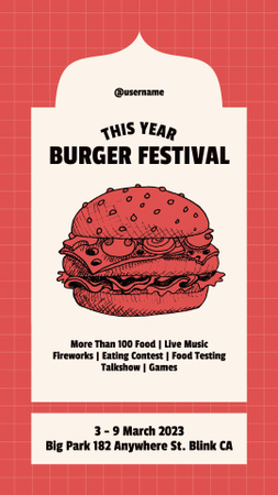 Burger Festival Event Announcement Instagram Story Tasarım Şablonu