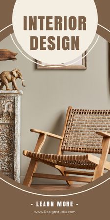 Anúncio elegante de design de interiores com cadeira de madeira Graphic Modelo de Design