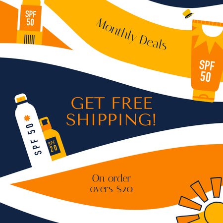 Monthly Free Tanning Products Shipping Offer Animated Post Design Template
