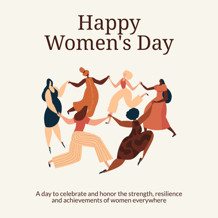 International Women's Day with Women dancing Instagram Design Template