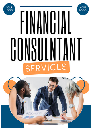 Services of Financial Consultant with Working Team Flayer Design Template