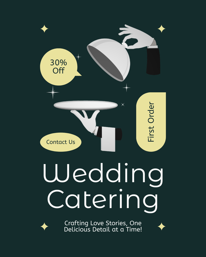 Discount on Wedding Catering with Waiters Instagram Post Vertical Πρότυπο σχεδίασης