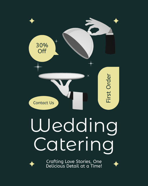 Discount on Wedding Catering with Waiters Instagram Post Vertical tervezősablon