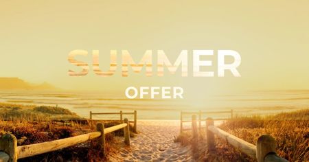 güneşli plajlı yaz tatili Facebook AD Tasarım Şablonu