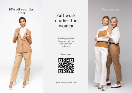 Őszi munkaruha nőknek akciós ajánlat Brochure tervezősablon