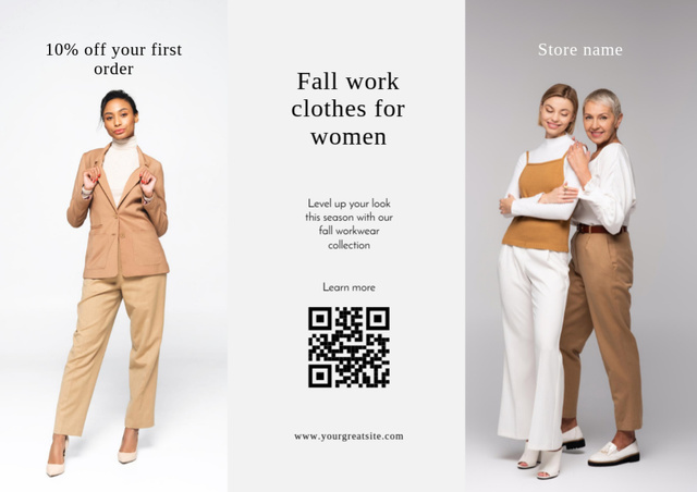 Szablon projektu Fall Work Clothes for Women Discount Offer Brochure