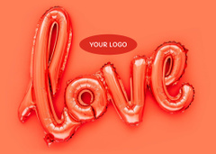 Valentine's Celebration with Balloon in Shape of Word Love