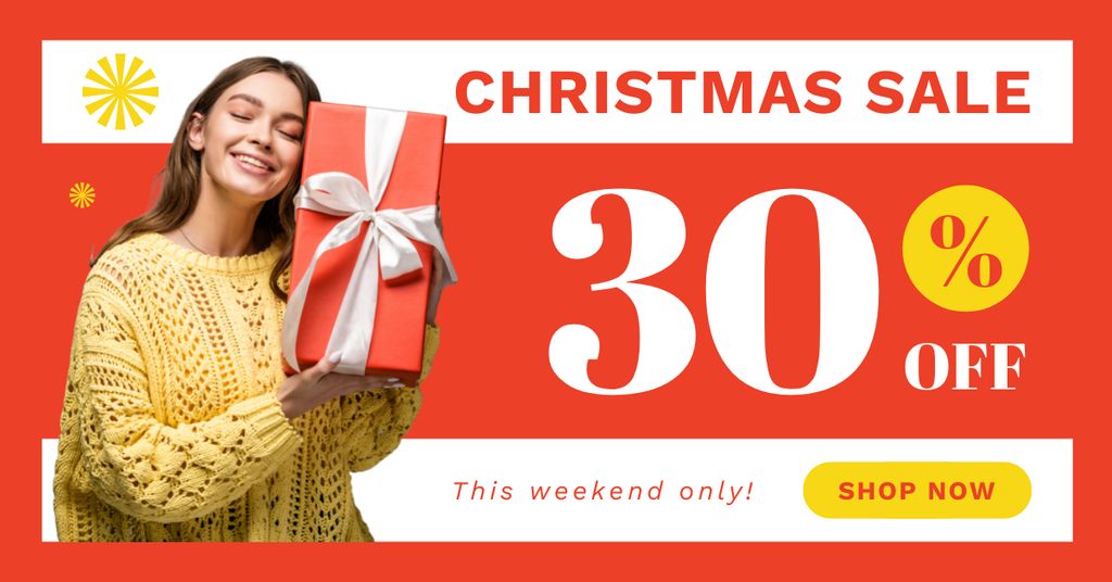 Christmas Sale of Gifts Orange Facebook AD tervezősablon