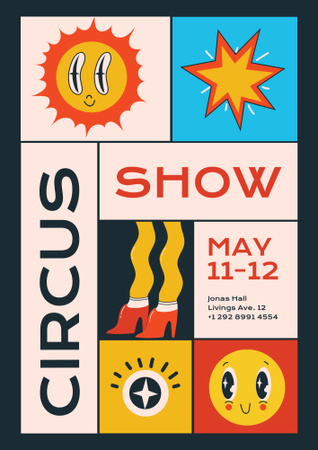 Bright Ad of Circus Show Poster B2 Πρότυπο σχεδίασης