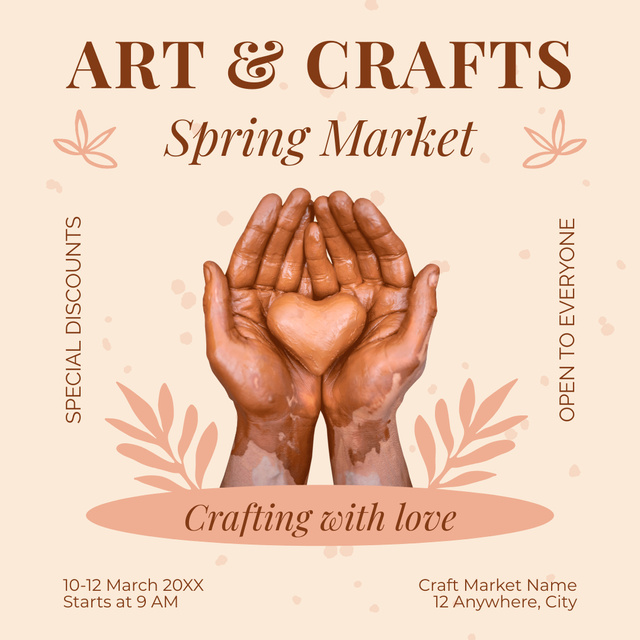 Designvorlage Spring Arts & Crafts Market Announcement für Instagram