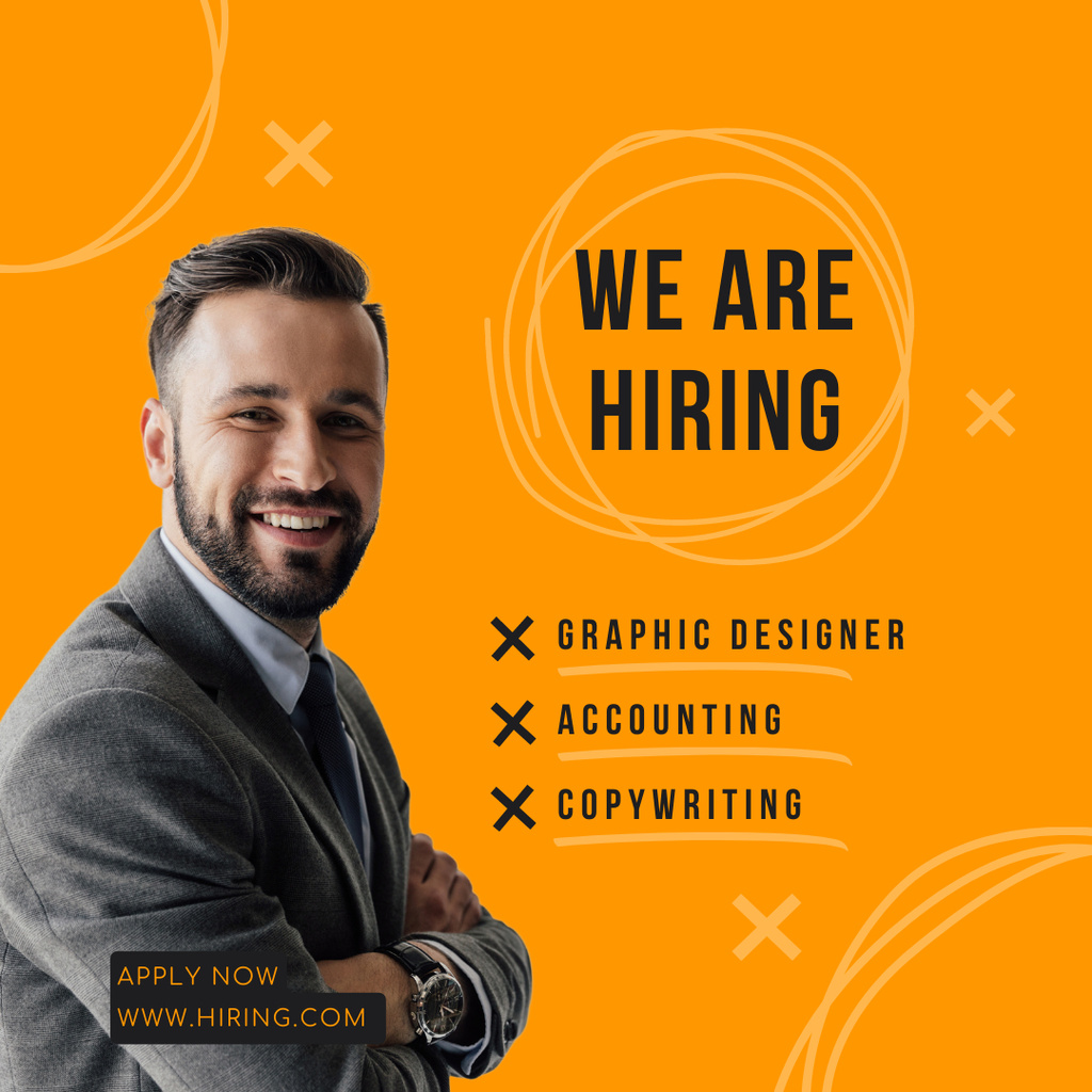 Open Positions Ad with Businessman Instagram AD Πρότυπο σχεδίασης