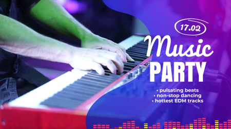 Musician Playing Synthesizer on Music Party Show Ad Full HD video Design Template