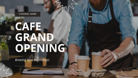 Designvorlage Große Eröffnung eines trendigen Cafés mit frisch gebrühtem Kaffee für Youtube Thumbnail