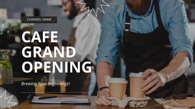 Trendy Cafe Grand Opening With Freshly Brewed Coffee Youtube Thumbnail Design Template
