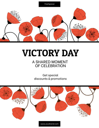 Victory Day Celebration Announcement Poster 8.5x11in Modelo de Design