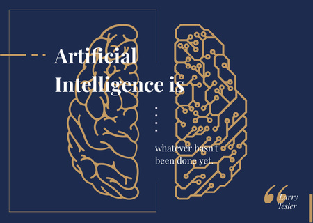 Artificial intelligence concept with Brain illustration Postcard Design Template