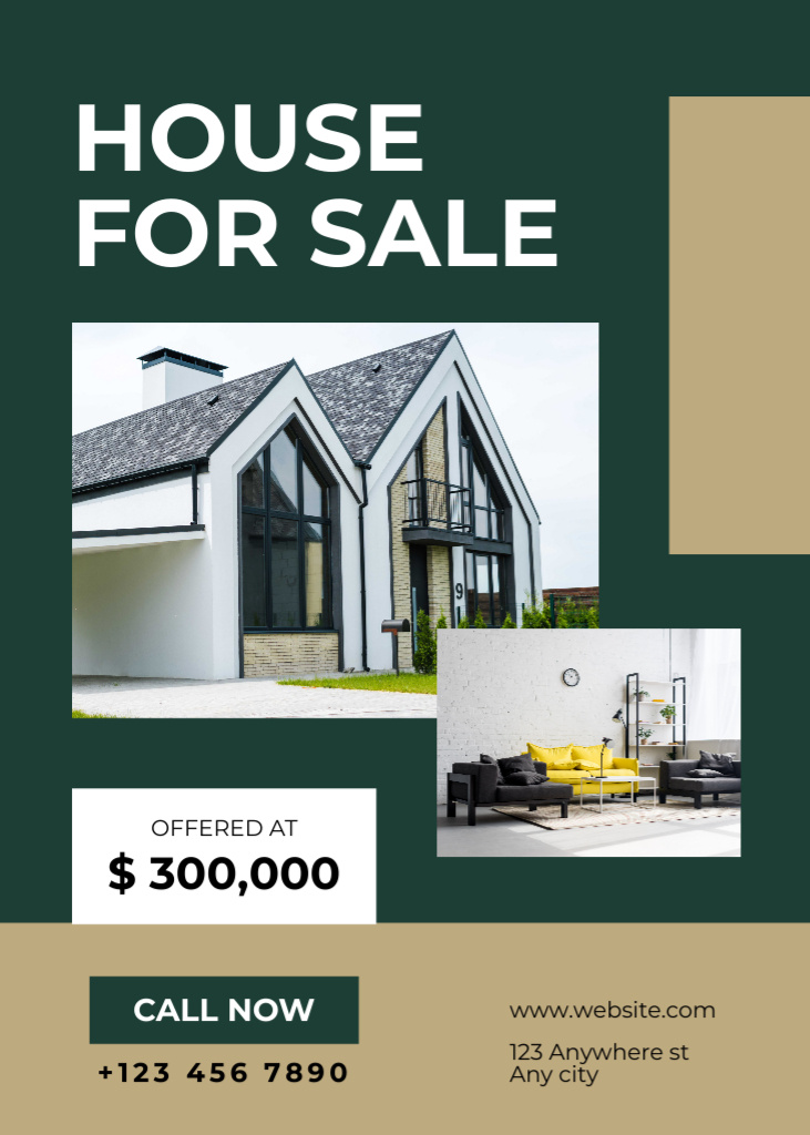 Template di design Ad of House for Sale Flayer