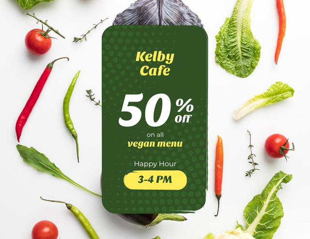 Cafe of Vegetarian Cuisine Flyer 8.5x11in Horizontalデザインテンプレート