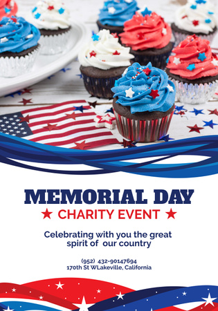 Memorial Day Celebration Announcement Poster 28x40in Design Template