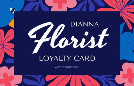 Designvorlage Florist's Loyalty Offer with Floral Pattern für Business Card 85x55mm