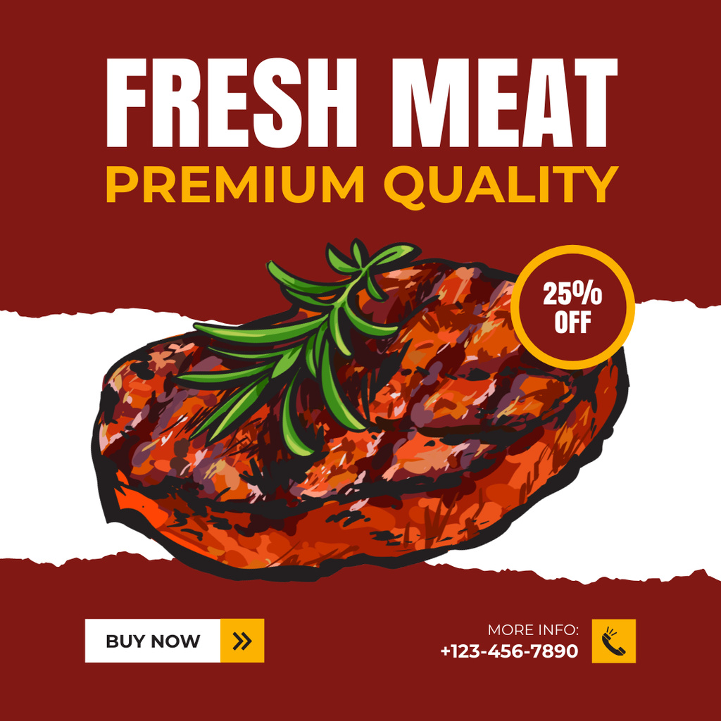 Plantilla de diseño de Fresh Meat of Premium Quality Instagram 