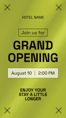 Designvorlage Hotel Grand Opening In August für Instagram Video Story
