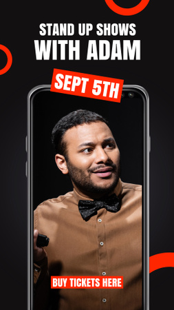 Stand-up Show Ad with Performer on Phone Screen Instagram Story Design Template