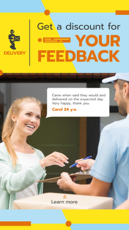 Delivery Services Woman Receiving Package from Courier Instagram Story Design Template