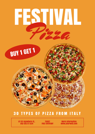 Pizza Festivali Tanıtım Duyurusu Poster Tasarım Şablonu