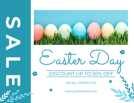 Platilla de diseño Easter Proposal with Colorful Easter Eggs in Row on Green Grass Thank You Card 5.5x4in Horizontal