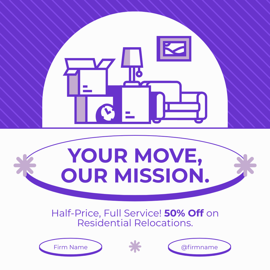 Offer of Moving Services with Half Price Instagram AD Tasarım Şablonu