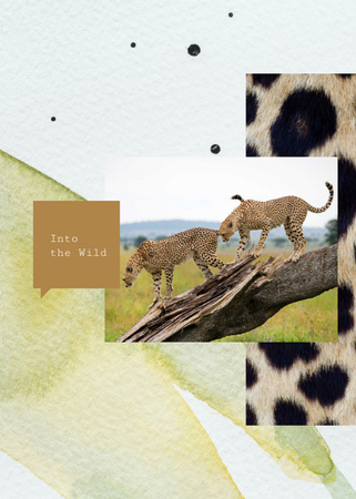 Wild Cheetah in Natural Habitat Postcard 5x7in Vertical Design Template
